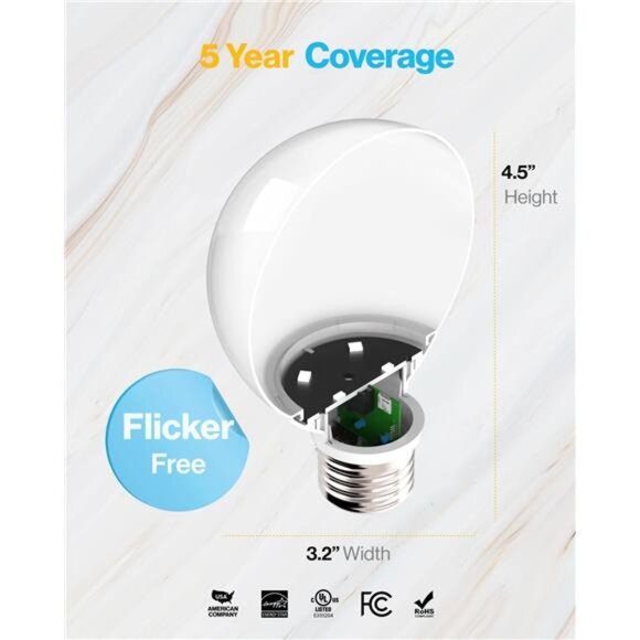 8 Pack Vanity Globe Light Bulbs G25 LED for Indoor Bathroom Mirror Living Area - Picture 6 of 7